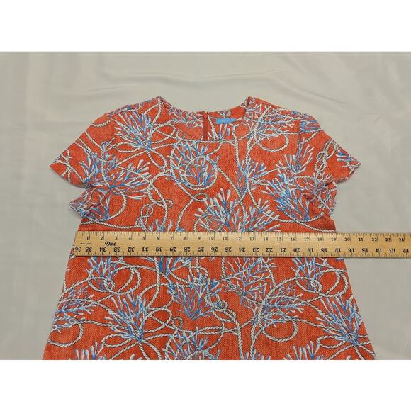 J. McLaughlin Dress Women Short Pullover Shift Dress Coral Nautical Seaside Sz L - Picture 6 of 10